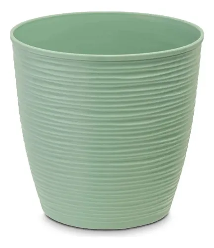 Maceta Redonda Plástico Estilo Piedra 33cm Verde