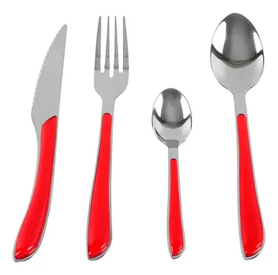 Set Cuchillería 24 Piezas Acero Inoxidable Rojo