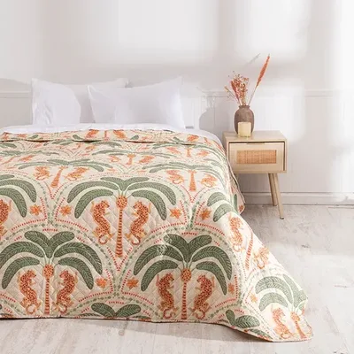 Quilt Castilla Microfibra 2 Plazas Reversible Coral Claro