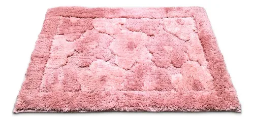 Alfombra De Baño Antideslizante Poliéster 40x60cm Coral Claro Liso/efecto Felpa