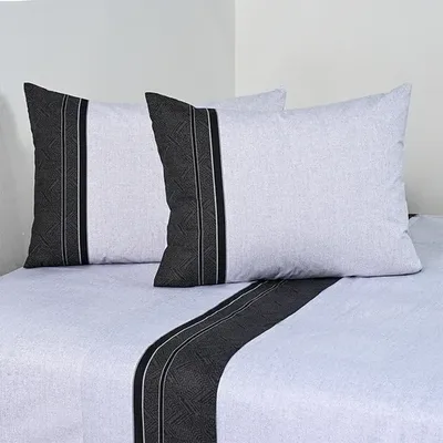 Set De Sábanas Estampadas 144 Hilos Algodón Poliéster Negro