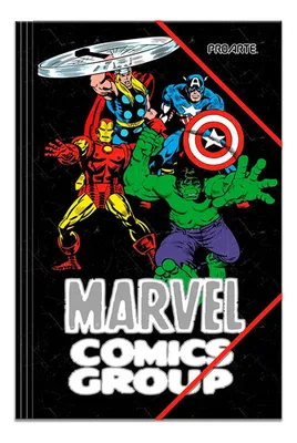 Carpeta Oficio Con Elástico Marvel Comics Negro