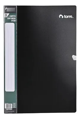Carpeta Oficio 20 Fundas Plásticas Negra Negro
