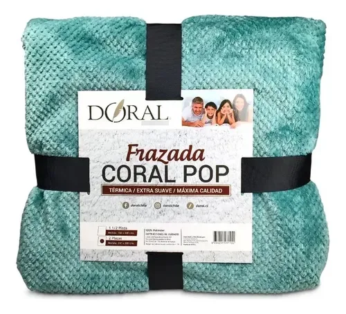 Frazada Térmica Coral Pop 2 Plazas Poliéster Coral Claro