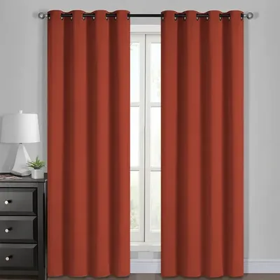 Set De Cortinas Lisboa Jacquard Poliéster 4 Piezas Terracota