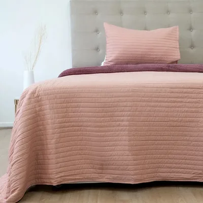 Quilt Hotpress Sena Con Sherpa 1.5 Plazas Coral Claro