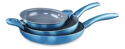 Set Sartenes Titanio Antiadherente Tripack Cocina Azul