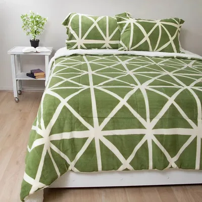 Cubrecama Sherpa Térmico 2.5 Plazas Estampado Coral Claro