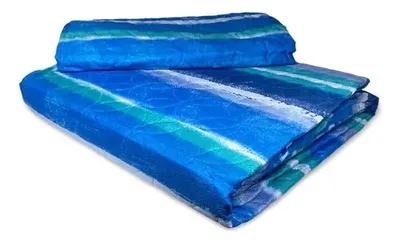 Quilt Reversible 2 Plazas Poliéster Franjas Coral Claro