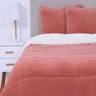 Plumón Sherpa 2 Plazas Poliéster Suave Coral
