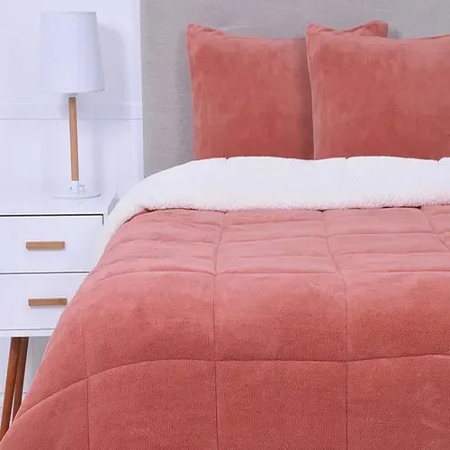 Plumón Sherpa 2 Plazas Poliéster Suave Coral