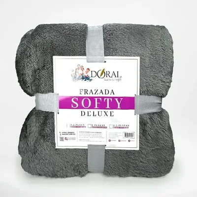 Frazada Softy Térmica 2 Plazas Poliéster Gris Gris Oscuro