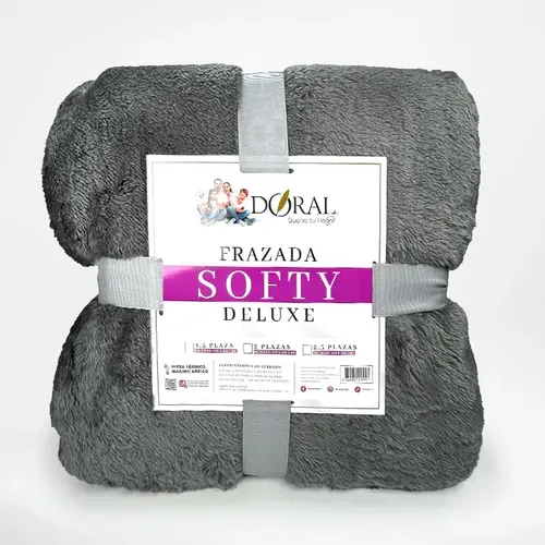 Frazada Softy Térmica 2 Plazas Poliéster Gris Gris Oscuro