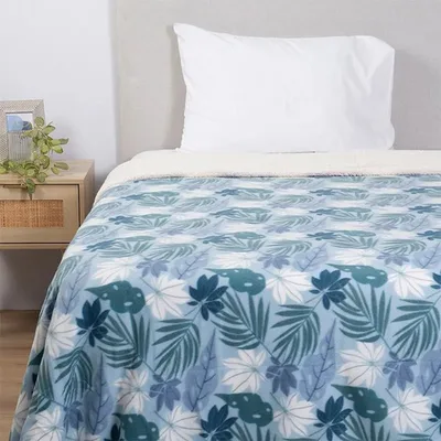 Frazada Polar Sherpa Estampada 1.5 Plazas Coral Claro