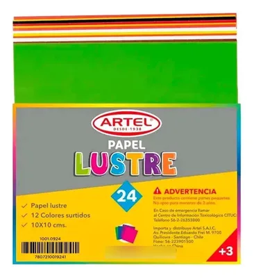 Papel Lustre 12 Colores 10x10 Cm Artel