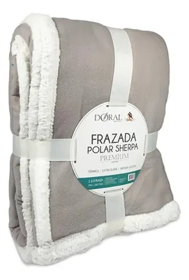 Frazada Polar Sherpa Premium 1.5 Plazas Térmica Gris