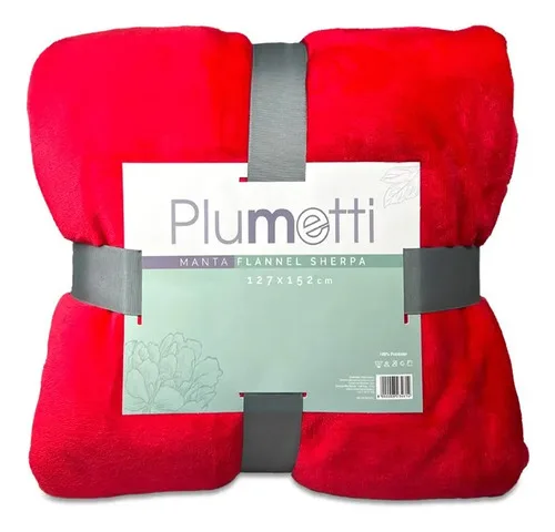 Manta Flannel Sherpa Poliéster Suave Rojo