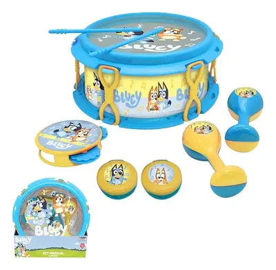 Set Musical Infantil Tambor 6 Instrumentos Bluey