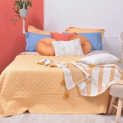 Quilt Reversible 2 Plazas Poliéster Mashini Coral Claro