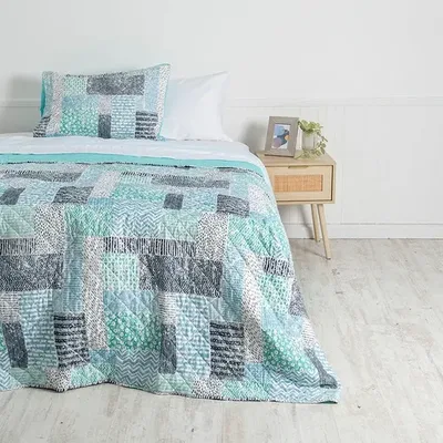Quilt Cosido Patchwork 1.5 Plazas Reversible Poliéster