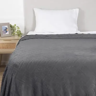 Frazada Flannel Térmica Poliéster 1.5 Plazas Gris