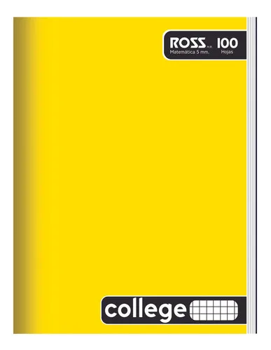 Cuaderno Ross College Liso 100 Hojas Matemática Amarillo