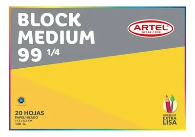 Block De Dibujo Medium 99 Papel Hilado 20 Hojas