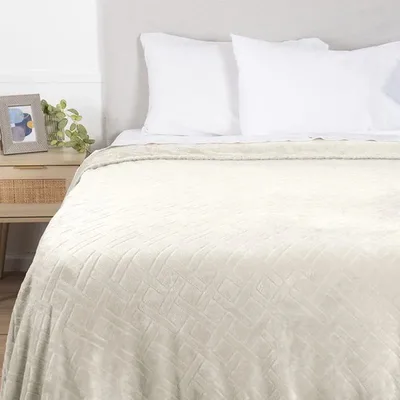 Frazada Flannel Poliéster 2 Plazas Térmica Coral Claro