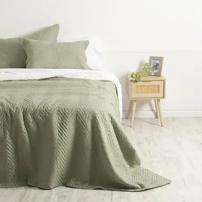 Quilt Sherpa Liso 2 Plazas Poliéster Suave Verde