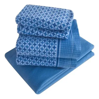 Set De Sábanas Polar Estampadas 2 Plazas Azul Celeste Verde Oscuro