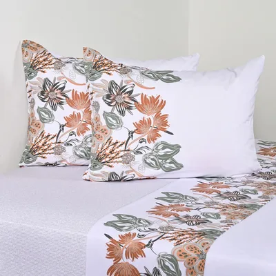 Set De Sábanas 200 Hilos Estampadas 2.5 Plazas Verde Oscuro