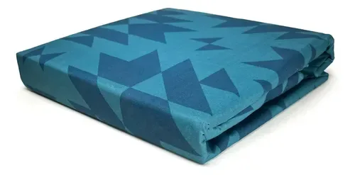 Set De Sábanas Micro Piel 2 Plazas Geométrico Azul Azul