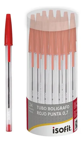 Bolígrafo Isofit 0.7mm Rojo Tubo 24 Unidades Amarillo