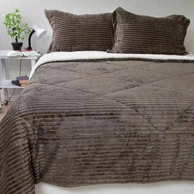 Cubrecama Sherpa Térmico 2.5 Plazas Poliéster Coral Claro