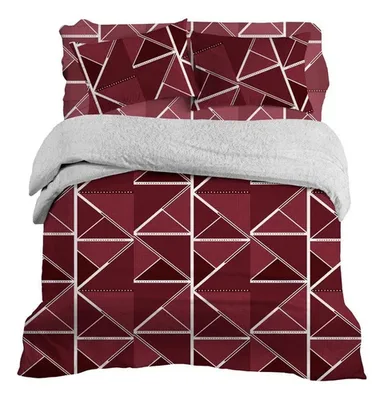 Set De Sábanas Y Plumón Sherpa Microfibra 1.5 Plaza Verde Oscuro