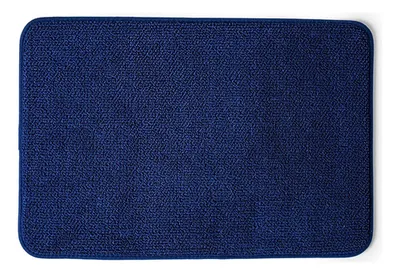 Piso De Baño Chenille Foam Absorbente Antideslizante Azul