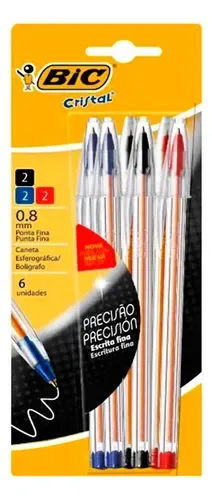 Bolígrafo Bic Cristal Fino Set 6 Unidades Surtido Amarillo