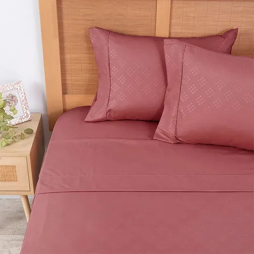 Set De Sábanas Microfibra Embossed 2 Plazas Rojo