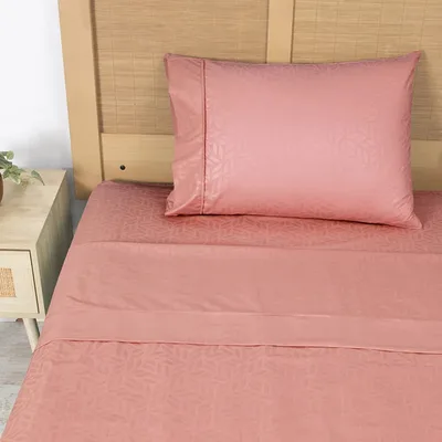 Set De Sábanas Microfibra Embossed 1.5 Plazas Terracota