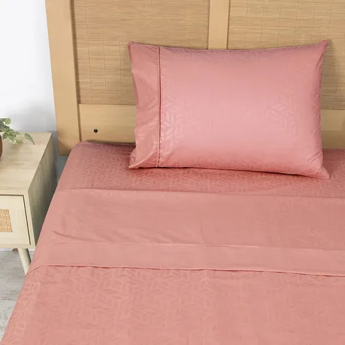 Set De Sábanas Microfibra Embossed 1.5 Plazas Terracota