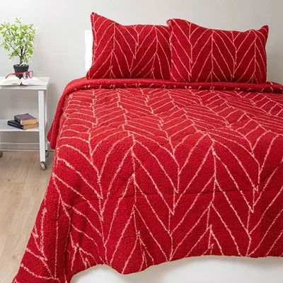 Cubrecama Chiporro Estampado 2.5 Plazas Poliéster Rojo