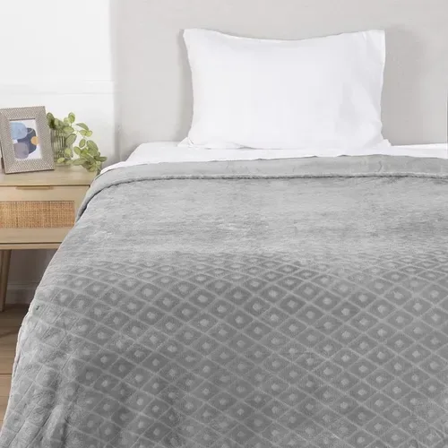 Frazada Coral Embossed Poliéster 1.5 Plazas Gris