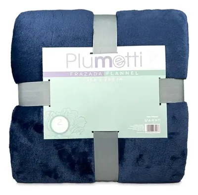 Frazada Flannel Térmica 2 Plazas Poliéster Azul