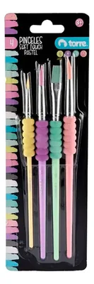 Set Pinceles Soft Touch Grip Ergonómico Colores
