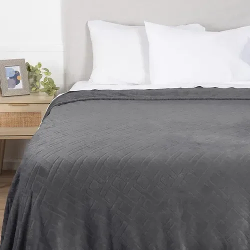 Frazada Flannel Poliéster 2 Plazas Suave Gris