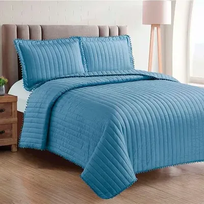 Quilt Estampado 2.5 Plazas Poliéster Floral Azul