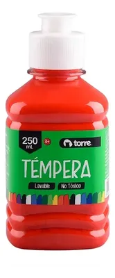 Témpera Escolar 250ml Lavable No Tóxica Rojo