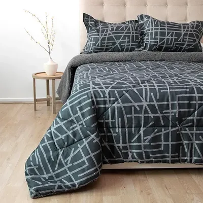 Plumón Sherpa Estampado Deluxe 2 Plazas Poliéster Coral Claro