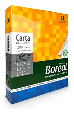 Resma Papel Carta 75gr Blanco 500 Hojas Blanco