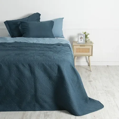 Set De Sábanas Quilt Reversible 2 Plazas Poliéster Azul